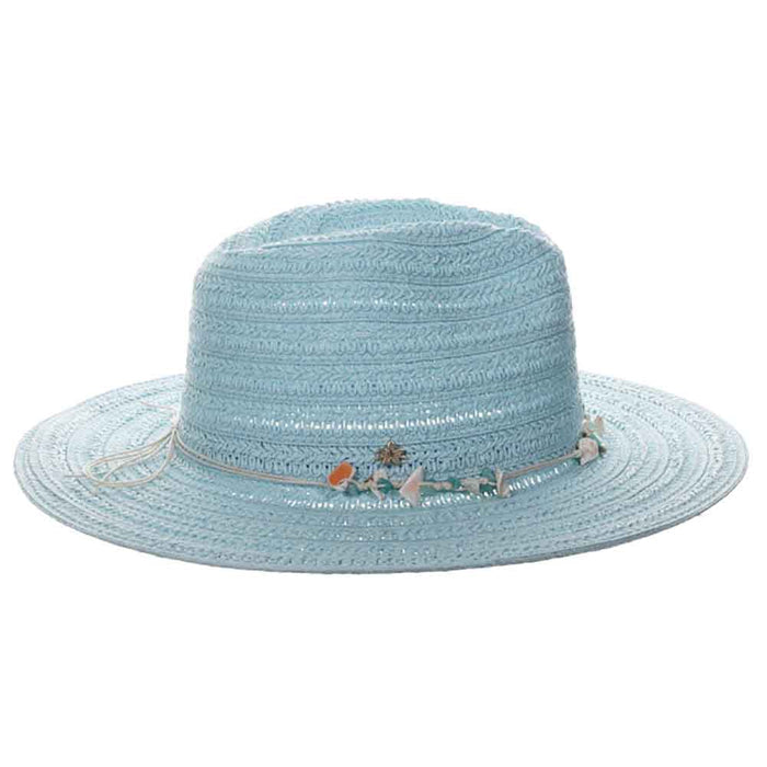 Claire Crochet Straw Safari Hat with Shells - Cappelli Straworld Safari Hat Cappelli Straworld