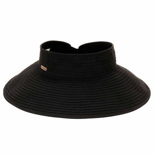 Classic Roll Up Wrap Around Visor Hat - Sun 'N' Sand Hats Visor Cap Sun N Sand Hats HH1364A Black