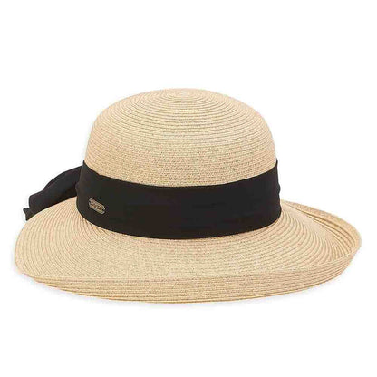 Classy Straw Summer Hat with Chiffon Tie - Sun 'N' Sand Hat Wide Brim Hat Sun N Sand Hats HH2537A Natural Medium (57 cm)