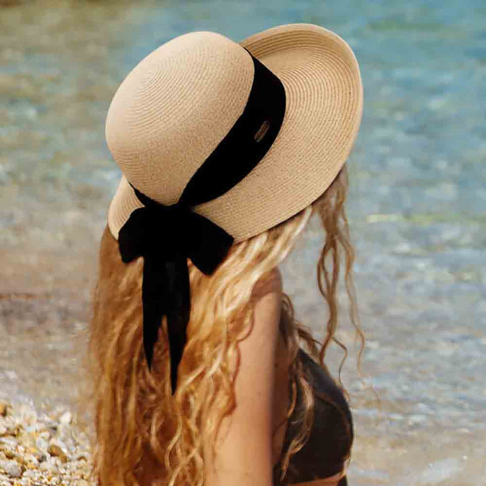 Classy Straw Summer Hat with Chiffon Tie - Sun 'N' Sand Hat Wide Brim Hat Sun N Sand Hats