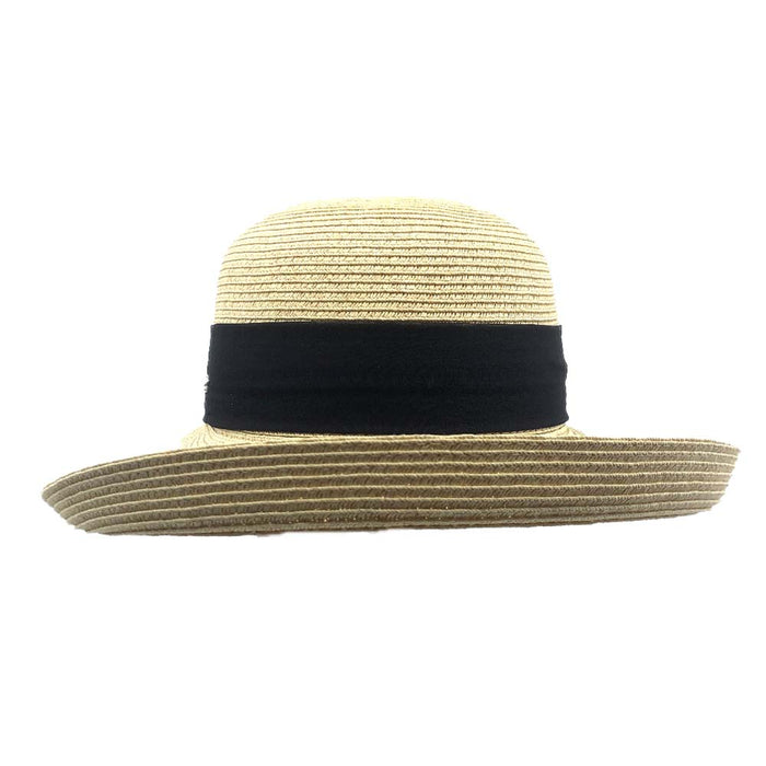 Classy Straw Summer Hat with Chiffon Tie - Sun 'N' Sand Hat Wide Brim Hat Sun N Sand Hats