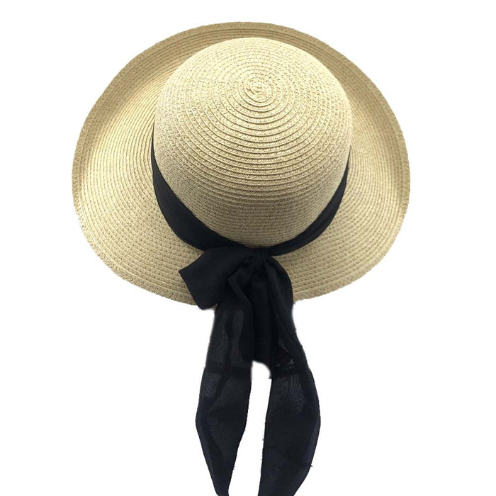 Classy Straw Summer Hat with Chiffon Tie - Sun 'N' Sand Hat Wide Brim Hat Sun N Sand Hats