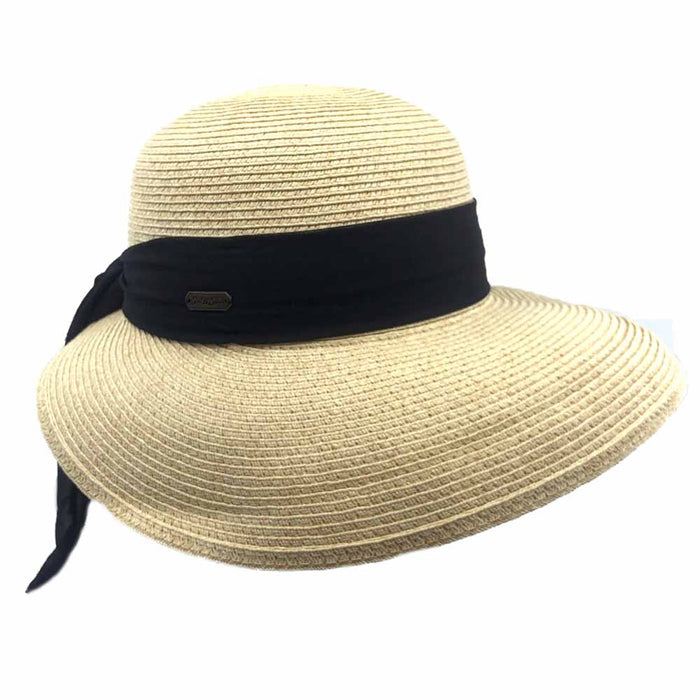 Classy Straw Summer Hat with Chiffon Tie - Sun 'N' Sand Hat Wide Brim Hat Sun N Sand Hats