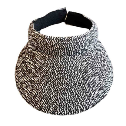 Clip On Straw Sun Visor with Comfort Band - JSA Hats Visor Cap Jeanne Simmons Accessories js6115BW Black and White Tweed
