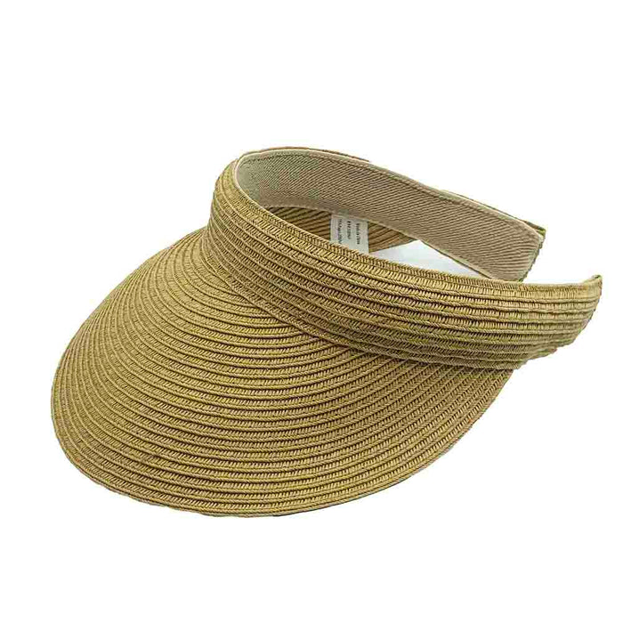 Clip On Straw Sun Visor with Comfort Band - JSA Hats Visor Cap Jeanne Simmons Accessories js6115TN Tan
