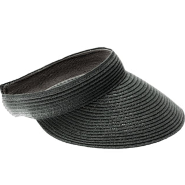 Comfort Band Bright Colors Clip On Straw Sun Visor - Boardwalk Style Visor Cap Boardwalk Style Hats DA486S-BLK Black Medium (57 cm)