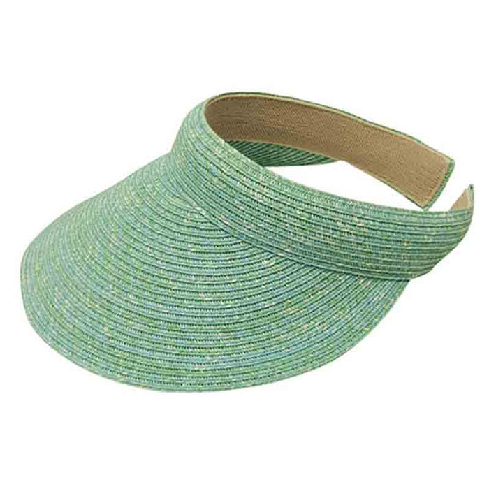 Comfort Band Colorful Clip On Straw Sun Visor - Boardwalk Style Visor Cap Boardwalk Style Hats DA486M Mint Medium (57 cm)