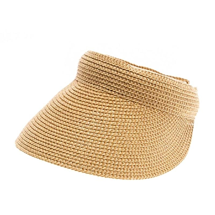 Comfort Band Metallic Straw Clip On Sun Visor - Boardwalk Style Visor Cap Boardwalk Style Hats DA486S-GD Gold Medium (57 cm)