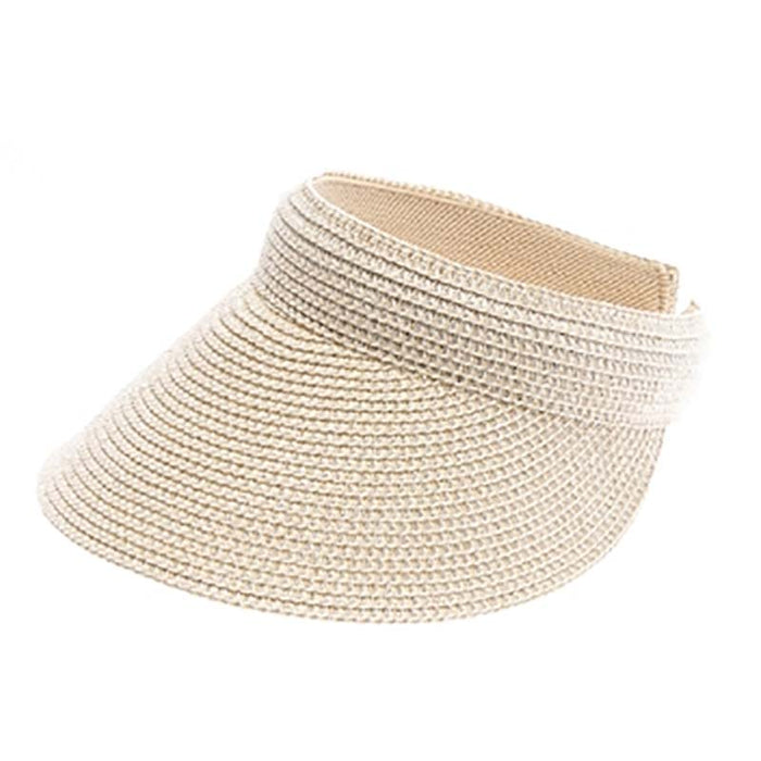 Comfort Band Metallic Straw Clip On Sun Visor - Boardwalk Style Visor Cap Boardwalk Style Hats DA486S-SL Silver Medium (57 cm)