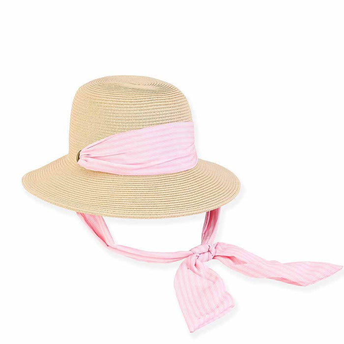 Convertible Hat with Cotton Sash for Petite Heads - Sunny Dayz™ Wide Brim Hat Sun N Sand Hats HK467 Natural Small (54 cm)