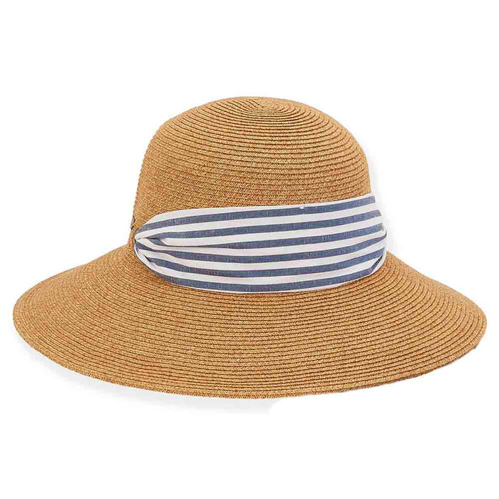 Convertible Sun Hat with Striped Scarf - Sun 'N' Sand Hats Wide Brim Hat Sun N Sand Hats