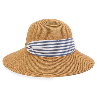 Convertible Sun Hat with Striped Scarf - Sun 'N' Sand Hats Wide Brim Hat Sun N Sand Hats