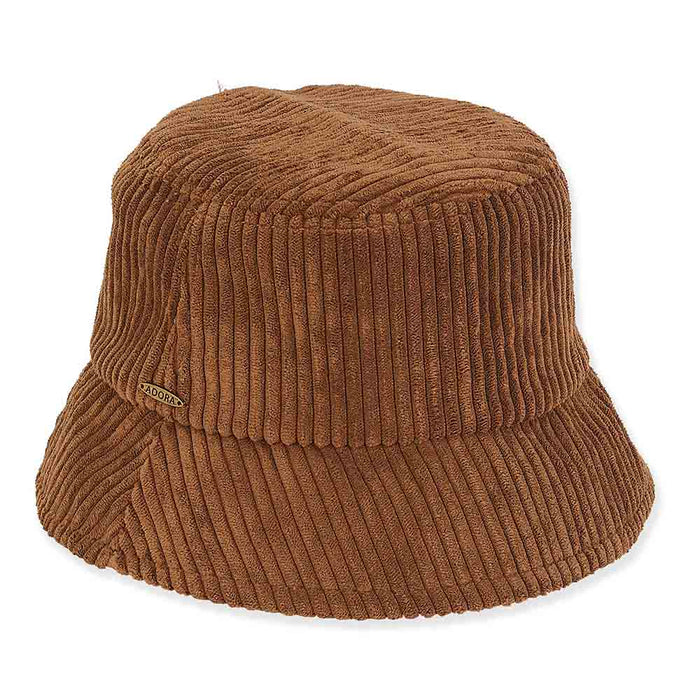 Corduroy Bucket Hat - Adora® Hats Bucket Hat Adora Hats AD1501A Brown OS (57 cm)
