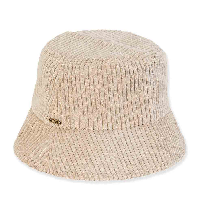 Corduroy Bucket Hat - Adora® Hats Bucket Hat Adora Hats AD1501B Beige OS (57 cm)