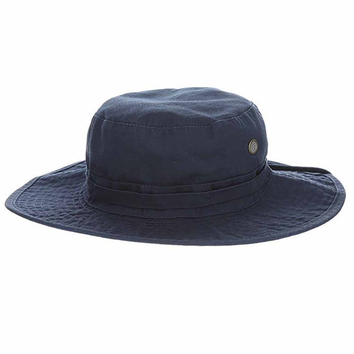 Cotton Boonie with Tropical Print Underbrim - DPC Hats Bucket Hat Dorfman Hat Co. BH222NVM Navy Medium (22.5")