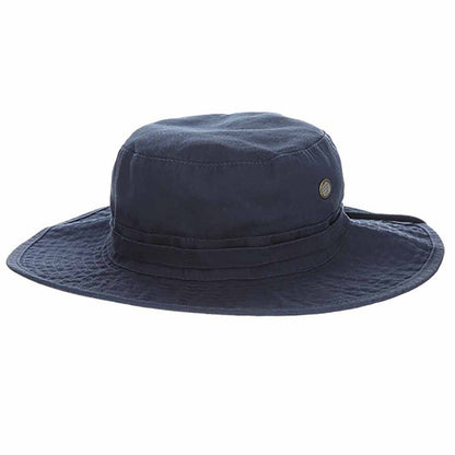 Cotton Boonie with Tropical Print Underbrim - DPC Hats Bucket Hat Dorfman Hat Co. BH222NVM Navy Medium (22.5")