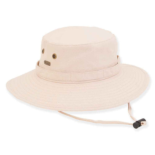 Cotton Canvas Boonie with Chin Tie - Sun 'N' Sand Hats Bucket Hat Sun N Sand Hats HH2782B Khaki S/M (56-57 cm)