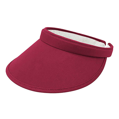 Cotton Clip-On Sun Visor with Bound 3.5" Bill - Mega Cap Visor Cap MegaCI MC4115Bwn Wine OS