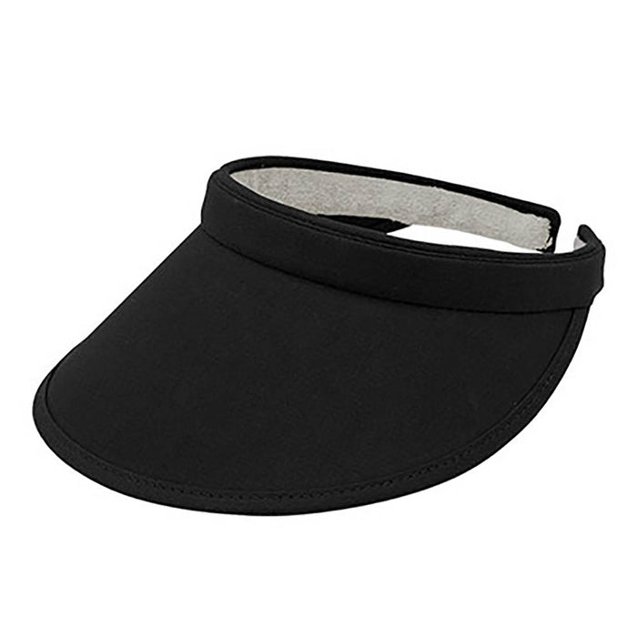 Cotton Clip-On Sun Visor with Bound 3.5" Bill - Mega Cap Visor Cap MegaCI MC4115Bbk Black OS
