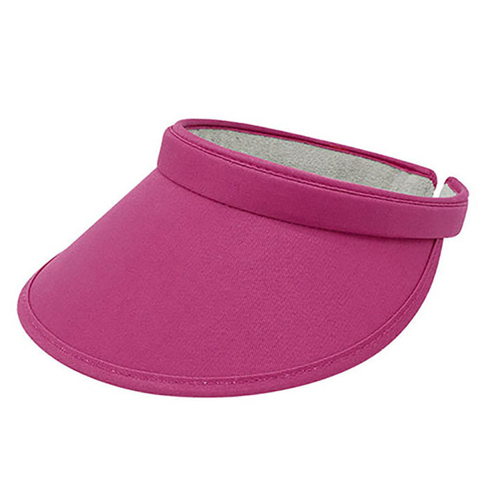 Cotton Clip-On Sun Visor with Bound 3.5" Bill - Mega Cap Visor Cap MegaCI MC4115Bfc Fuchsia OS