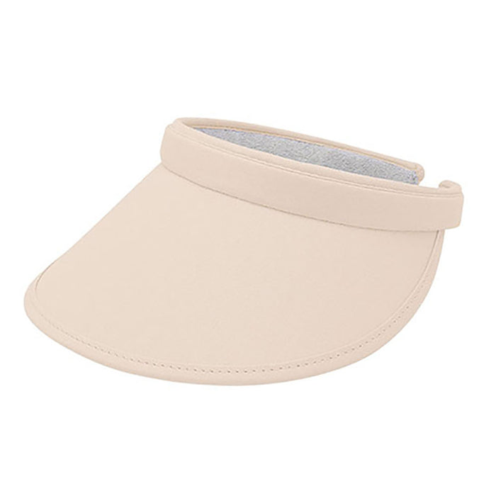 Cotton Clip-On Sun Visor with Bound 3.5" Bill - Mega Cap Visor Cap MegaCI MC4115Bkh Khaki OS