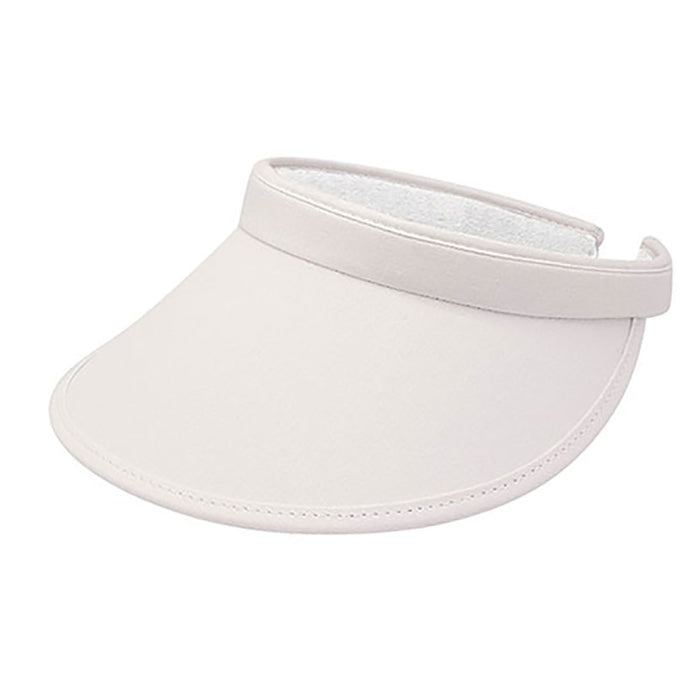 Cotton Clip-On Sun Visor with Bound 3.5" Bill - Mega Cap Visor Cap MegaCI MC4115Bwh White OS