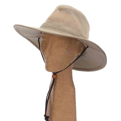 Cotton Duck Mesh Crown Safari with Chin Cord - DPC Outdoor Design Safari Hat Dorfman Hat Co.