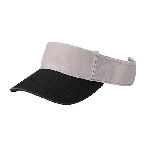 Cotton Twill Small Size Pro Style Tennis Visor - Mega Cap Visor Cap MegaCI 4021AY-STBK Stone / Black