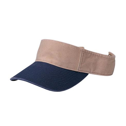 Cotton Twill Small Size Pro Style Tennis Visor - Mega Cap Visor Cap MegaCI 4021AY-KHNV Khaki / Navy