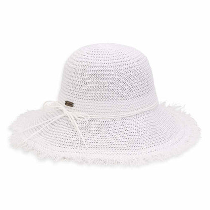 Crocheted White Straw Summer Hat - Sun 'N' Sand Hats Wide Brim Hat Sun N Sand Hats HH2588A White Medium (57 cm)