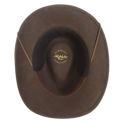 Crushable Water Repellent Wool Felt Cowboy Hat with Earlaps - Scala Hats Safari Hat Scala Hats