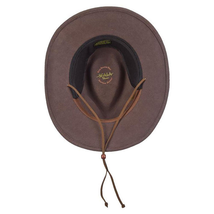 Crushable Water Repellent Wool Felt Cowboy Hat with Earlaps - Scala Hats Safari Hat Scala Hats