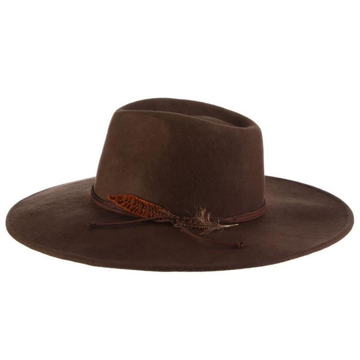 Crushable Wool Felt Rancher Hat with Flat Brim - Scala Hats Safari Hat Scala Hats