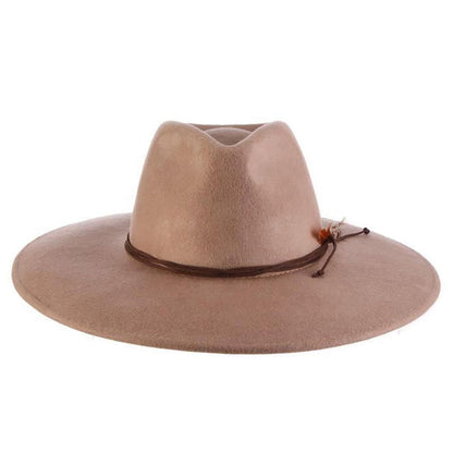 Crushable Wool Felt Rancher Hat with Flat Brim - Scala Hats Safari Hat Scala Hats