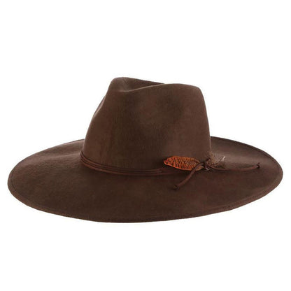 Crushable Wool Felt Rancher Hat with Flat Brim - Scala Hats Safari Hat Scala Hats LF248-BRN Brown Medium (57 cm)