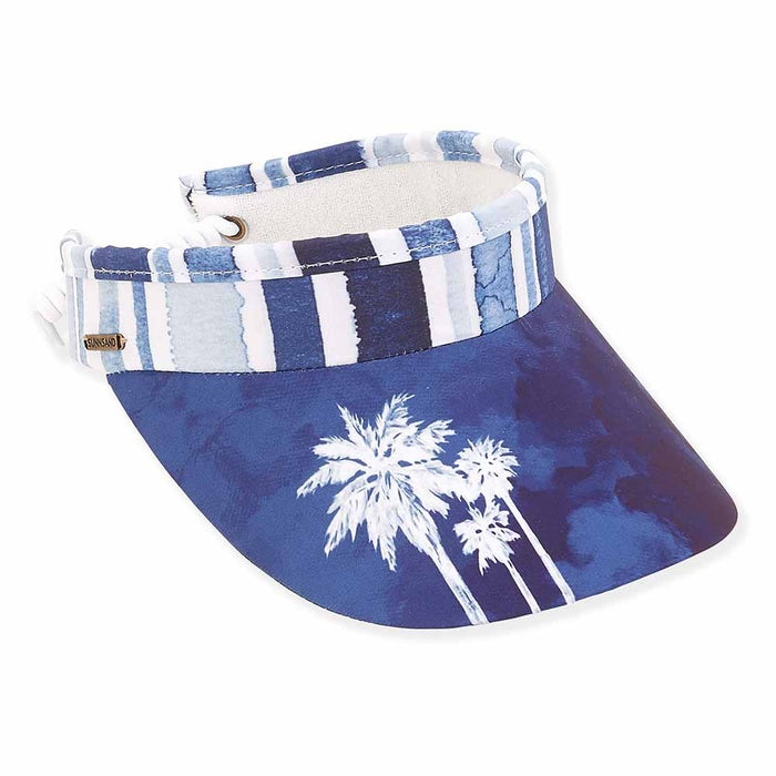 Cyano Palms Sun Visor with Coil Closure - Sun 'N' Sand Hats Visor Cap Sun N Sand Hats HH2758 Blue