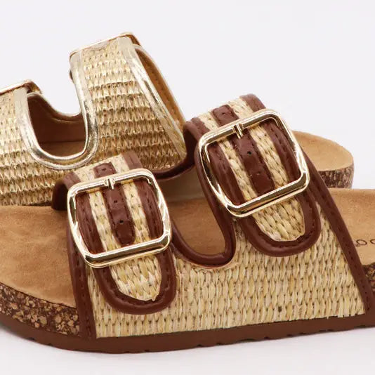 Bamboo Double Buckle Sandals
