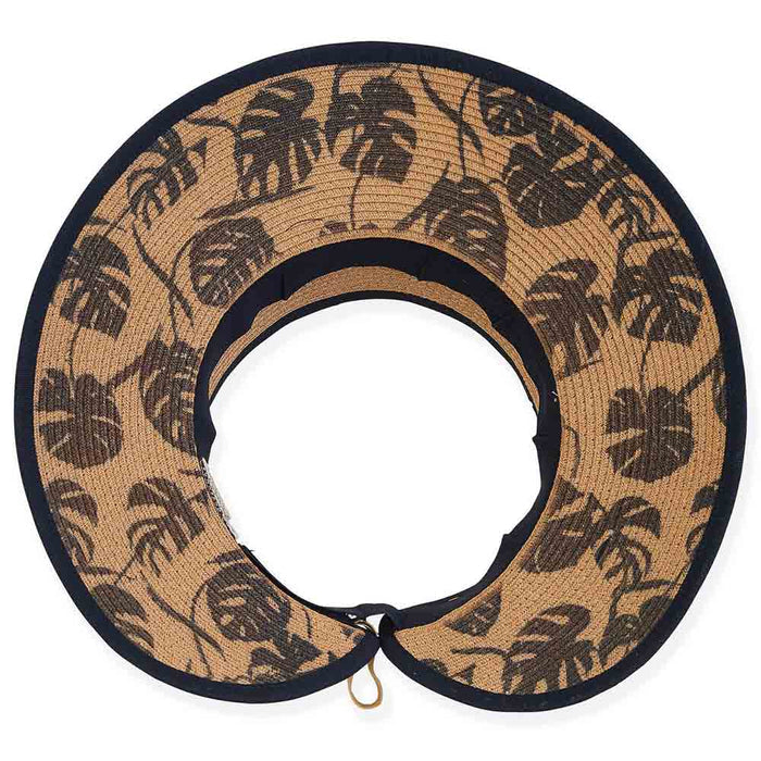 Del Mar Plata Roll Up Visor Hat with Printed Underbrim - Sun 'N' Sand Hats Visor Cap Sun N Sand Hats HH2954B Tan OS