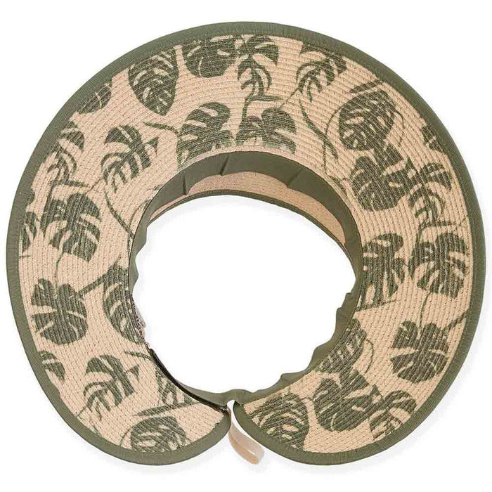 Del Mar Plata Roll Up Visor Hat with Printed Underbrim - Sun 'N' Sand Hats Visor Cap Sun N Sand Hats HH2954A Natural OS