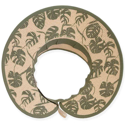 Del Mar Plata Roll Up Visor Hat with Printed Underbrim - Sun 'N' Sand Hats Visor Cap Sun N Sand Hats HH2954A Natural OS