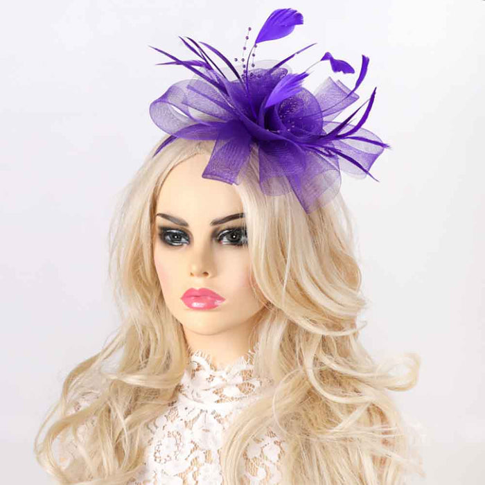 Double Lily Feather Mesh Fascinator - Something Special Fascinator Something Special LA
