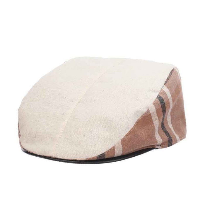 Dudley Cotton Ivy Cap with Plaid Sides - Stacy Adams Hats Flat Cap Stacy Adams Hats SA670NAT2 Natural Medium (57 cm)