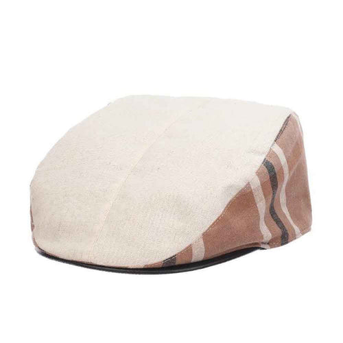 Dudley Cotton Ivy Cap with Plaid Sides - Stacy Adams Hats Flat Cap Stacy Adams Hats SA670NAT2 Natural Medium (57 cm)