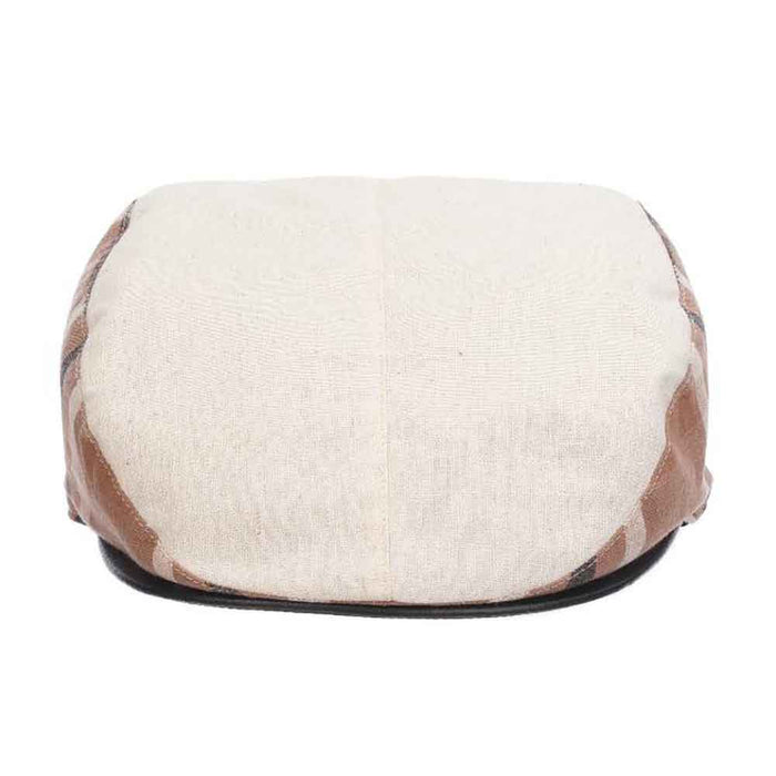 Dudley Cotton Ivy Cap with Plaid Sides - Stacy Adams Hats Flat Cap Stacy Adams Hats SA670NAT3 Natural Large (59 cm)