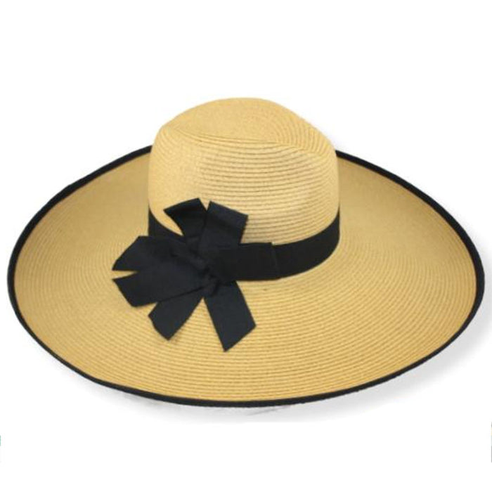 Elegant Wide Brim Straw Hat with Extra-Wide Brim for Women - Jeanne Simmons Hats Safari Hat Jeanne Simmons Accessories JS8000 Tan OS (57 cm)