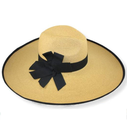 Elegant Wide Brim Straw Hat with Extra-Wide Brim for Women - Jeanne Simmons Hats Safari Hat Jeanne Simmons Accessories JS8000 Tan OS (57 cm)