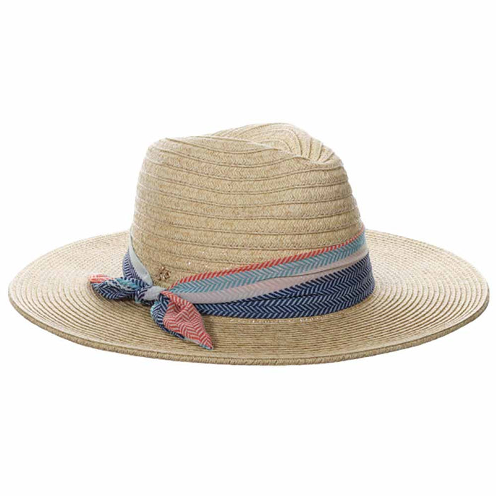 Elsie Striped Chiffon Tie Safari Hat - Cappelli Straworld Safari Hat Cappelli Straworld CSW412-NAT Natural
