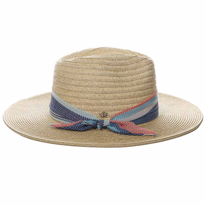 Elsie Striped Chiffon Tie Safari Hat - Cappelli Straworld Safari Hat Cappelli Straworld