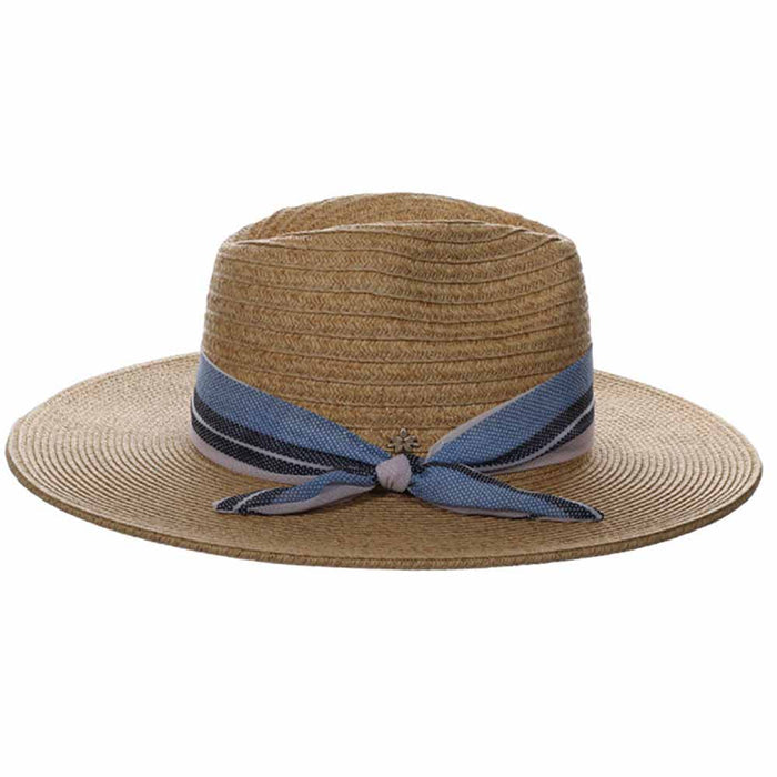 Elsie Striped Chiffon Tie Safari Hat - Cappelli Straworld Safari Hat Cappelli Straworld