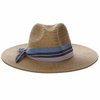 Elsie Striped Chiffon Tie Safari Hat - Cappelli Straworld Safari Hat Cappelli Straworld